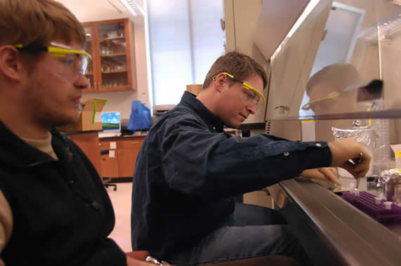 Two people working in a lab